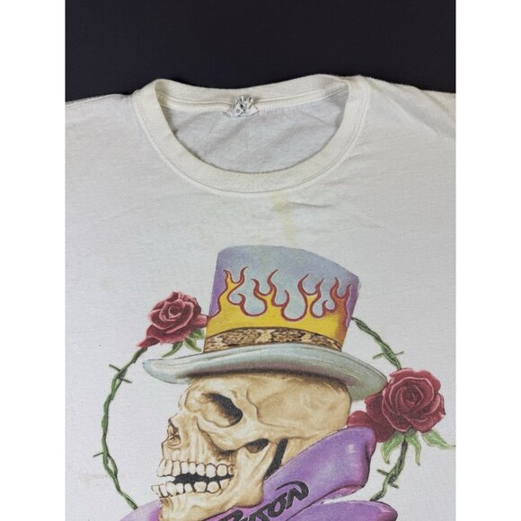 Rare Vintage Y2K Poison Rock Band Tee Skull Flame Rose White Shirt XL Tour Promo - Picture 5 of 14